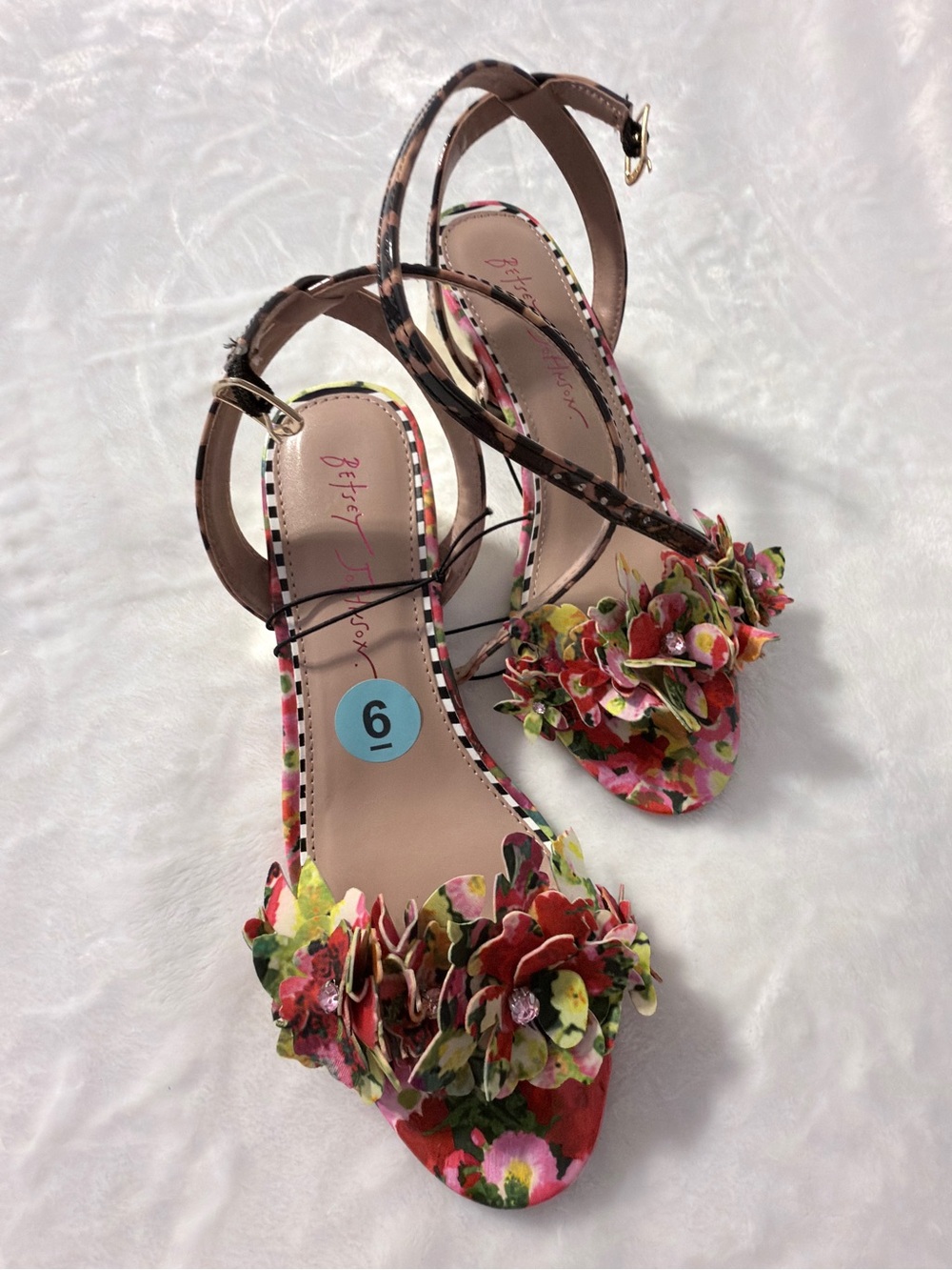 Betsey Johnson Floral Ankle-Strap Block Heel Sandals - Multicolor - Picture 2 of 7